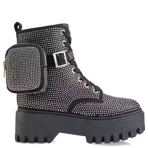 Flash sale for the next 4 hours. $30 Rhinestone side pouch lace up boots size 11